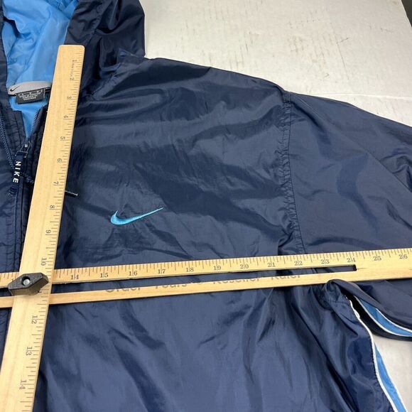 Nike Mens Zip Up Track Jacket Blue Hooded Training Retro Windbreaker Size LARGE - Picture 7 of 11